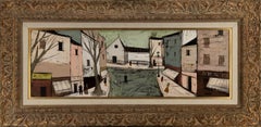 Charles Levier Scena di strada senza titolo, firmato Olio su tavola, incorniciato C.C. 1960