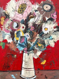 “Floral Still Life in Red”