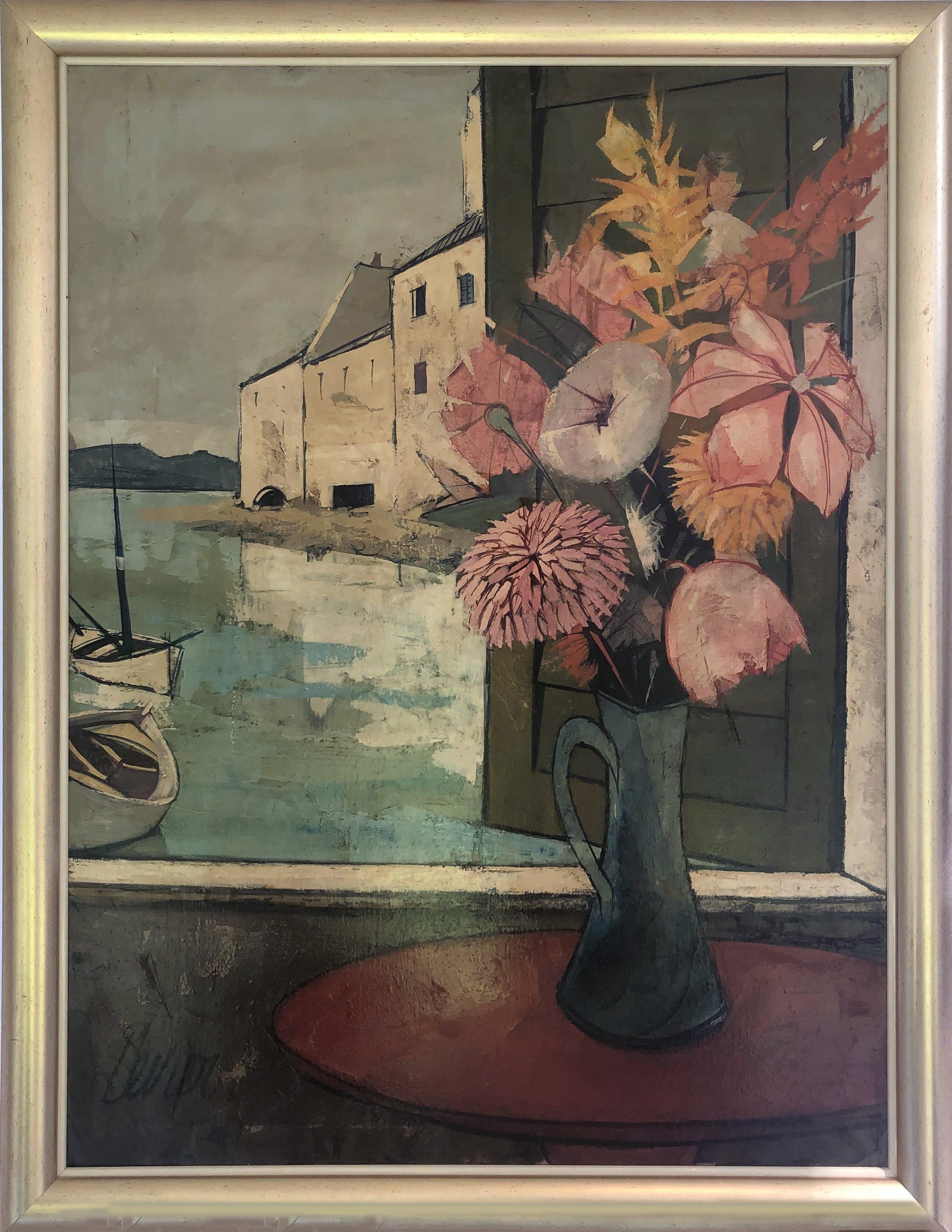 window with flowers painting
