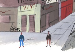 French Hotels by the Harbor, Impressionist Watercolor by Charles Levier