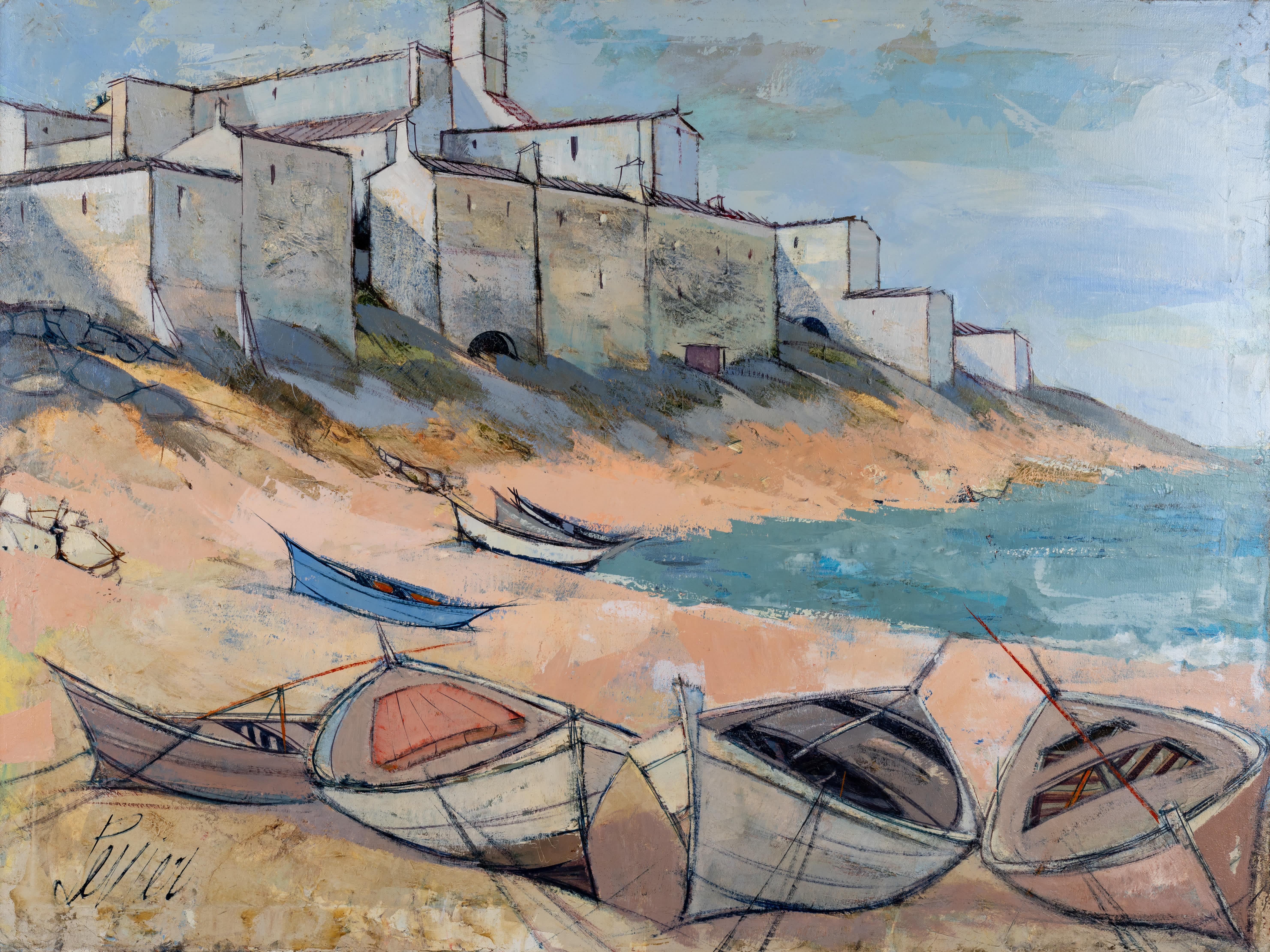 La Plage a Girolato - Painting di Charles Levier
