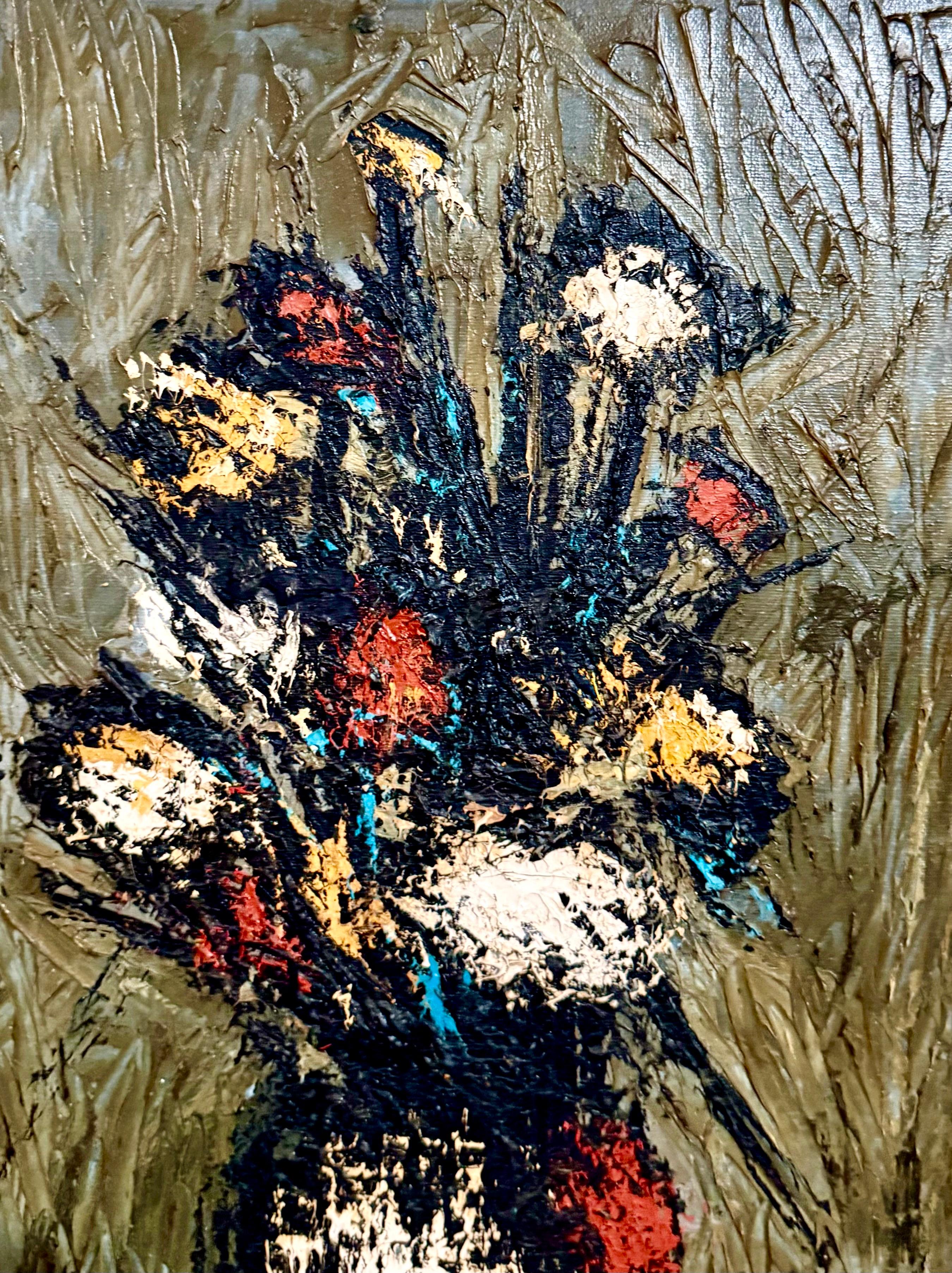 Große Französisch Modernist Vase von Blumen Charles Levier Paris Floral Ölgemälde im Angebot 7