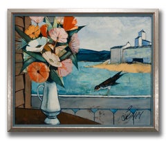 « Le Fleurs », peinture à l'huile de Charles Levier, encadrée