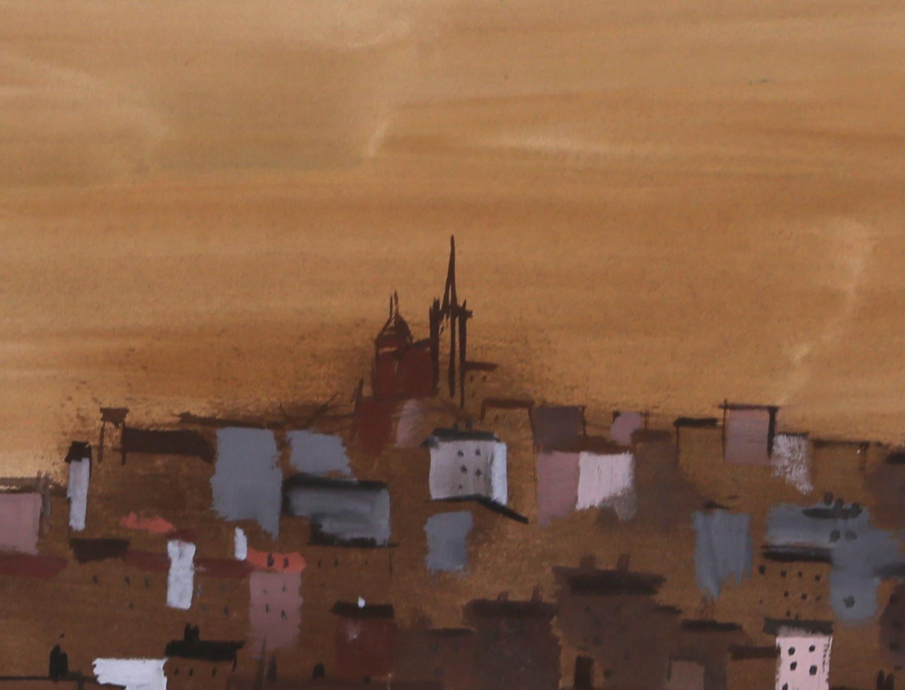 Porto di Marsiglia, acquerello impressionista di Charles Levier in vendita 1