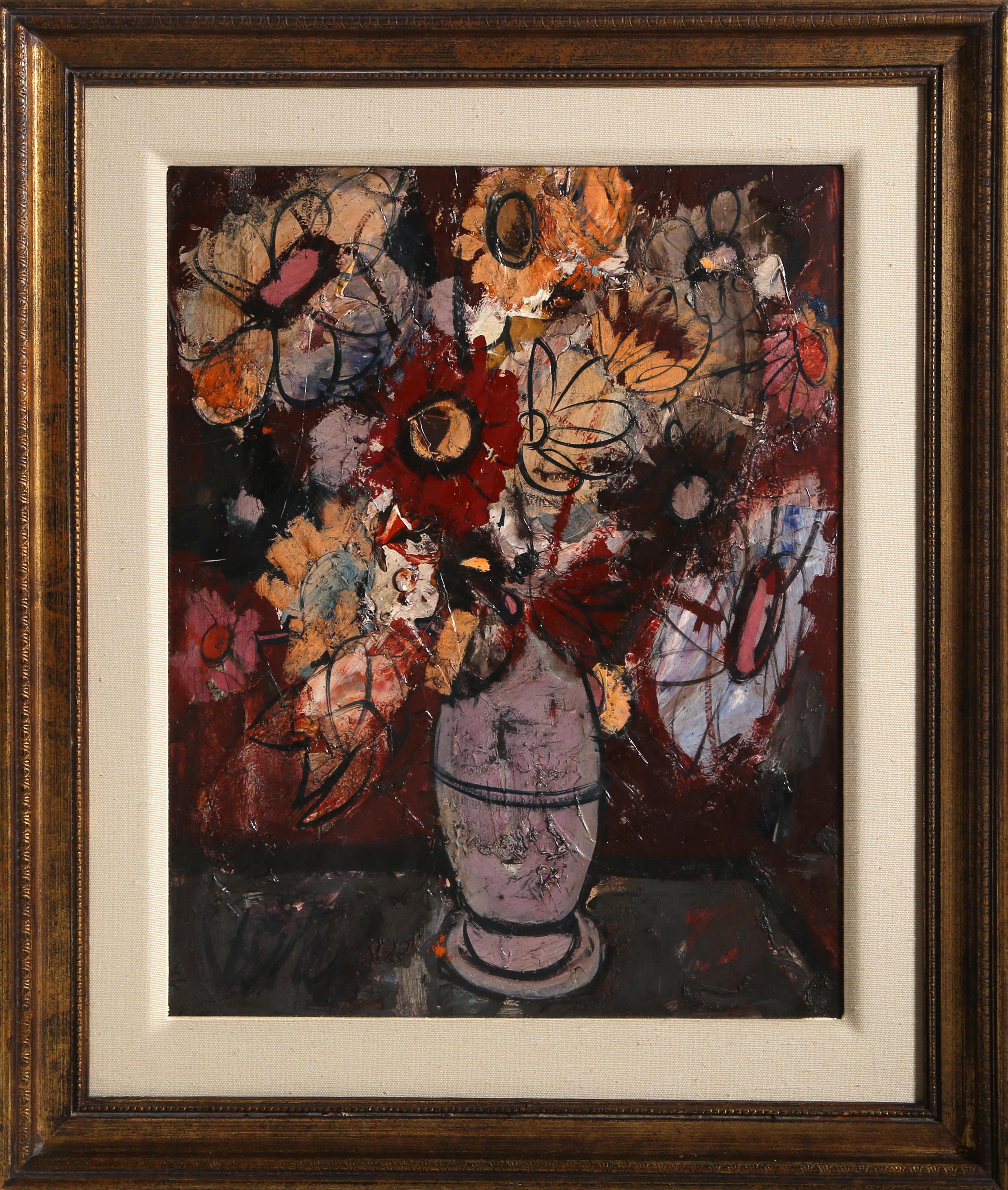 «Nature Morte Florale», bodegón al óleo firmado por Charles Levier