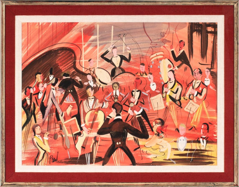 Charles Levier Orchestre En Session Framed Figurative Abstract