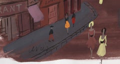 Paris Street Scene, Impressionist Watercolor by Charles Levier