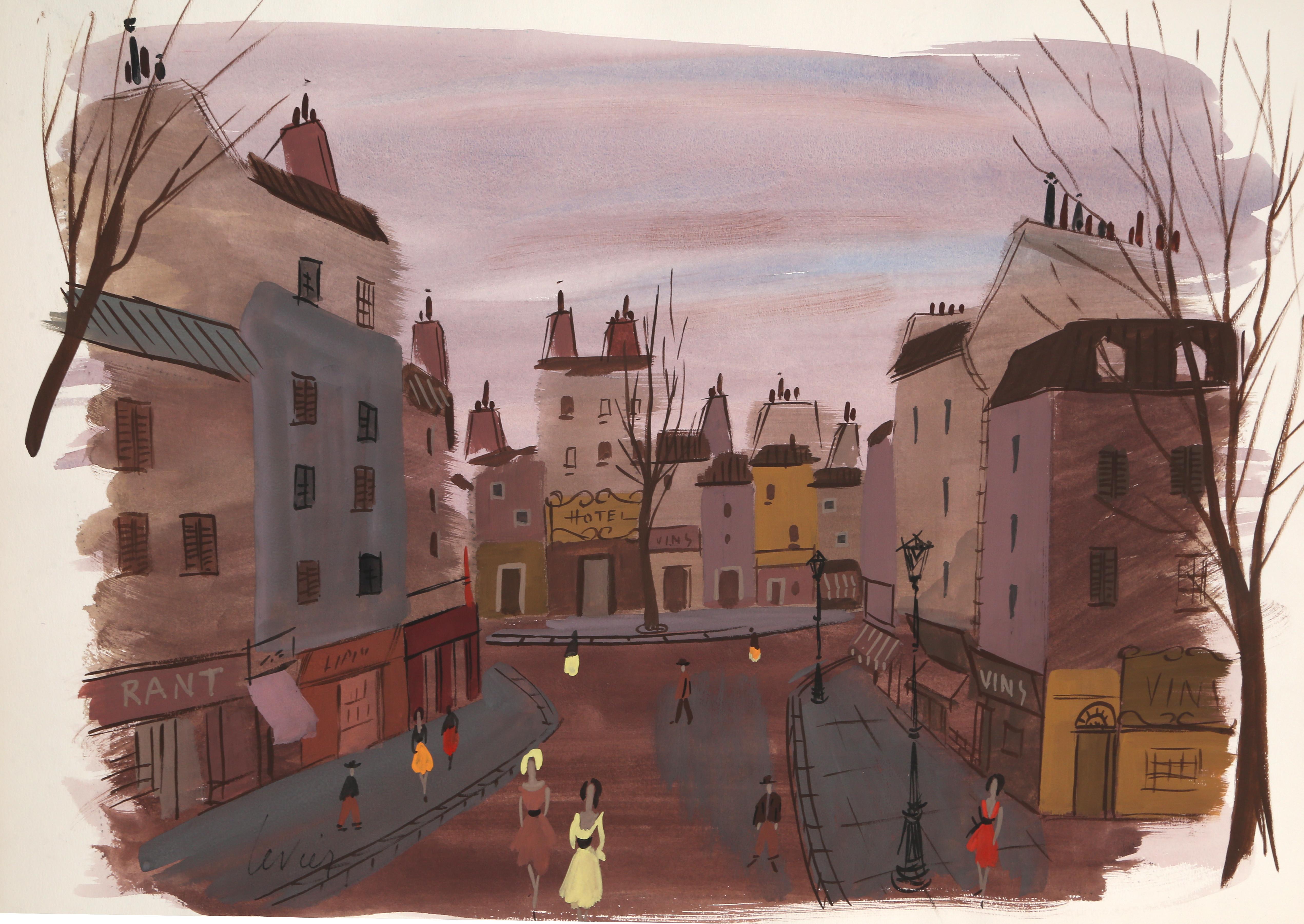 watercolor paris street scene