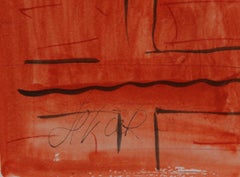 Portrait of Woman in Black Hat, Modern Watercolor Painting by Charles Levier