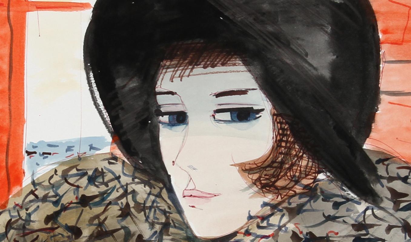 watercolor painting of woman