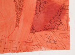 Red Lady, Watercolor Painting by Charles Levier