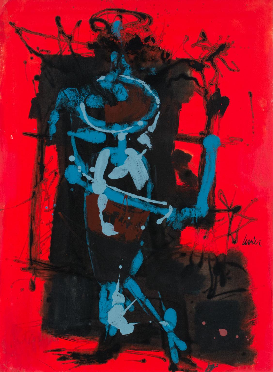 Untitled [Rouge Abstrait], an original oil on canvas by Charles Levier, is a piece for the true collector. Levier's vivid use of color projects from the painting, immediately capturing the viewer's attention. Both the technical talent of Levier and