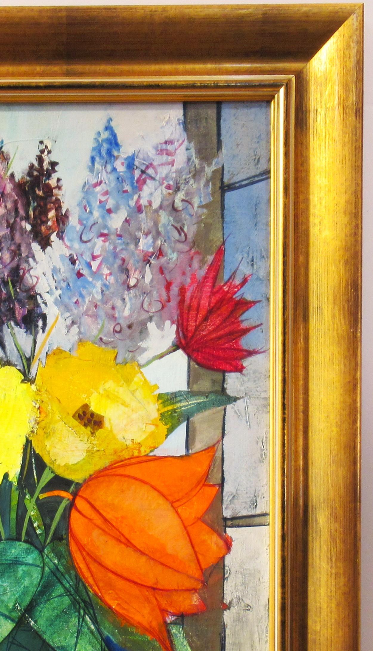 Still Life Flowers in a Vase - Impressionist Painting by Charles Levier