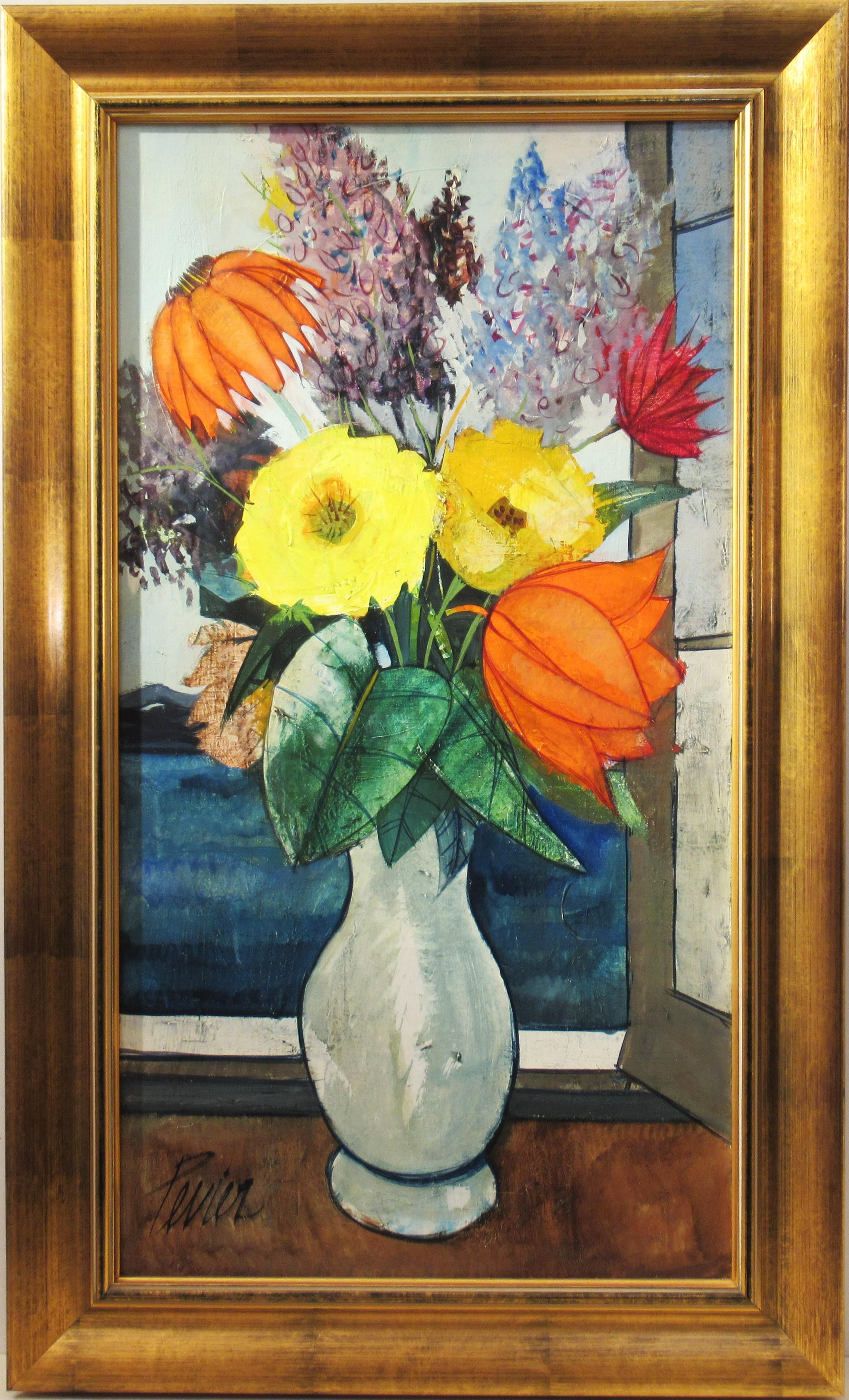 Still-Life Painting di Charles Levier - Natura morta di fiori in un vaso