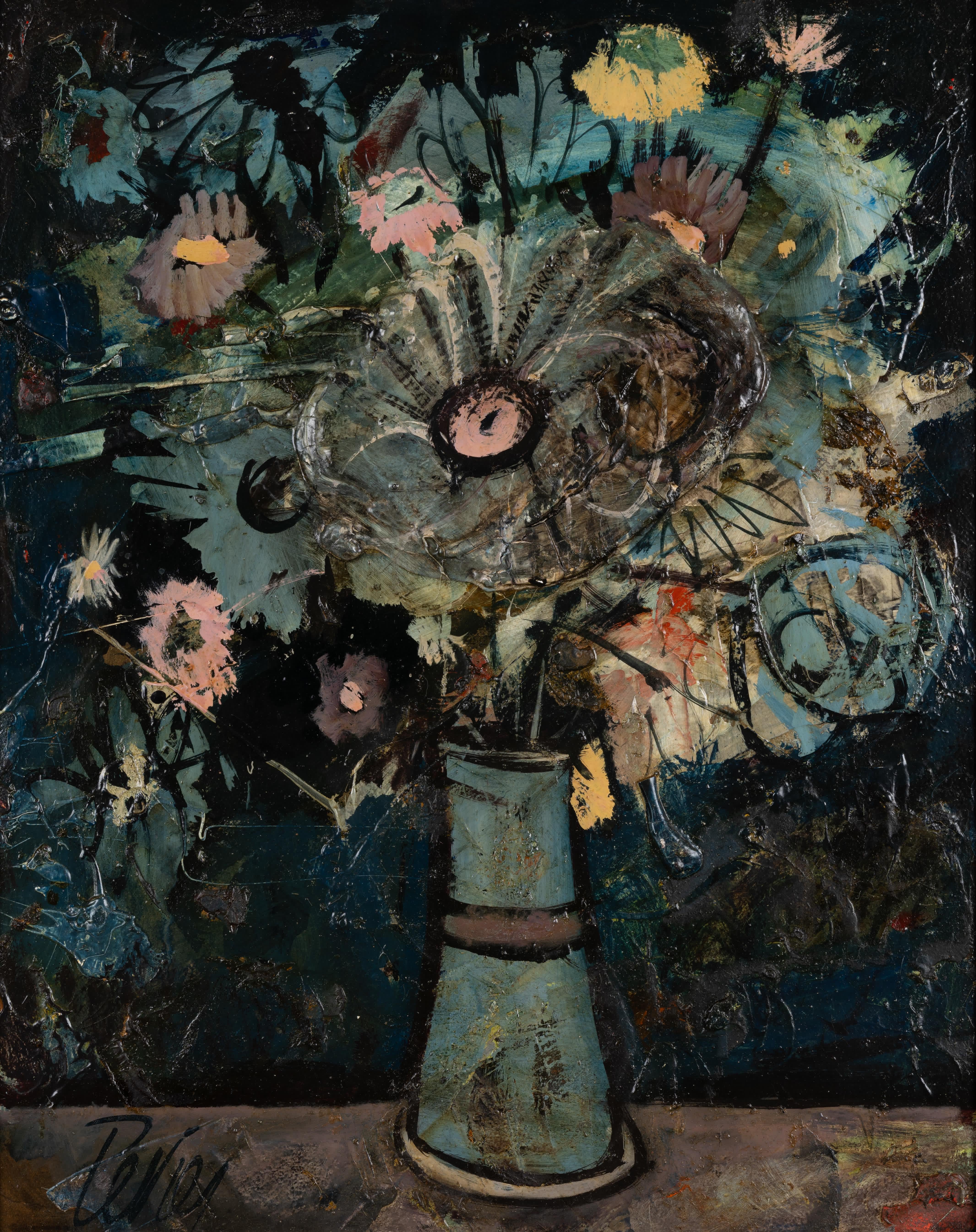 Natura morta con fiori - Painting di Charles Levier