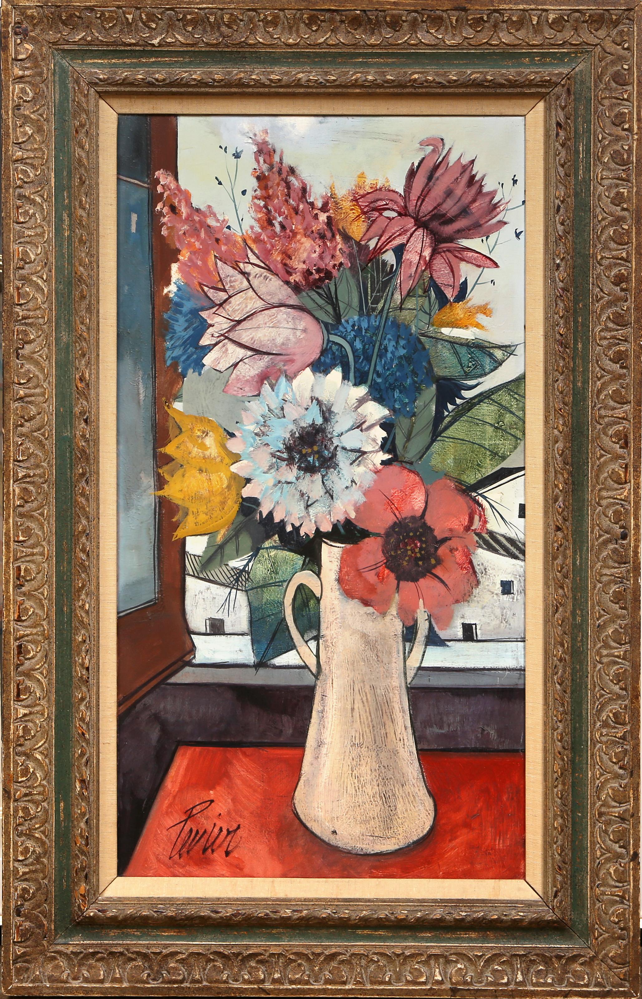 Sur la Rue, Modern Flower Still Life Painting by Charles Levier