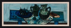 [Table Bleue] Abstract Still Life Oil Painting by Charles Levier, Framed