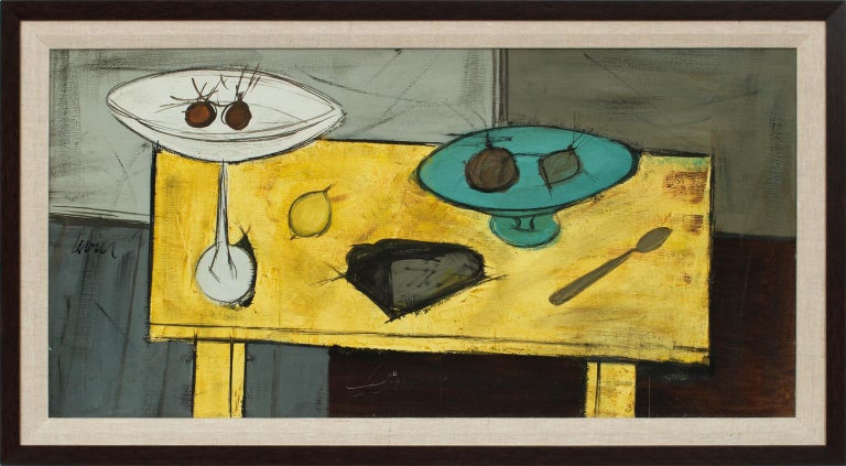 Charles Levier Avec Table Jaune Framed Still Life Oil Painting