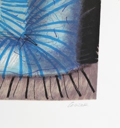 Girl in Blue, Modern Portrait Lithograph by Charles Levier