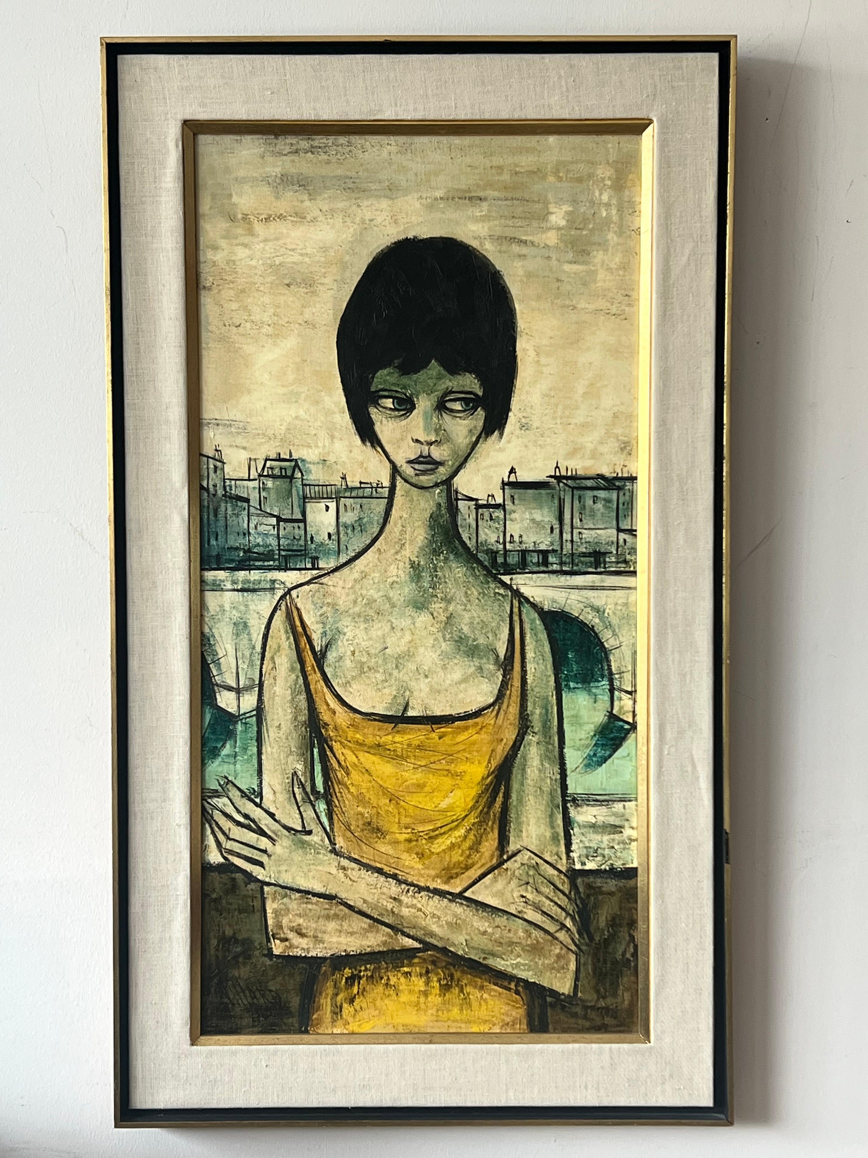 Fabuloso retrato-óleo sobre lienzo de la década de 1960 de Charles Levier, alias Villard. Muy bien hecho, con un estilo similar al de Bernard Buffet. Armazón de alta calidad fabricado en Bélgica.