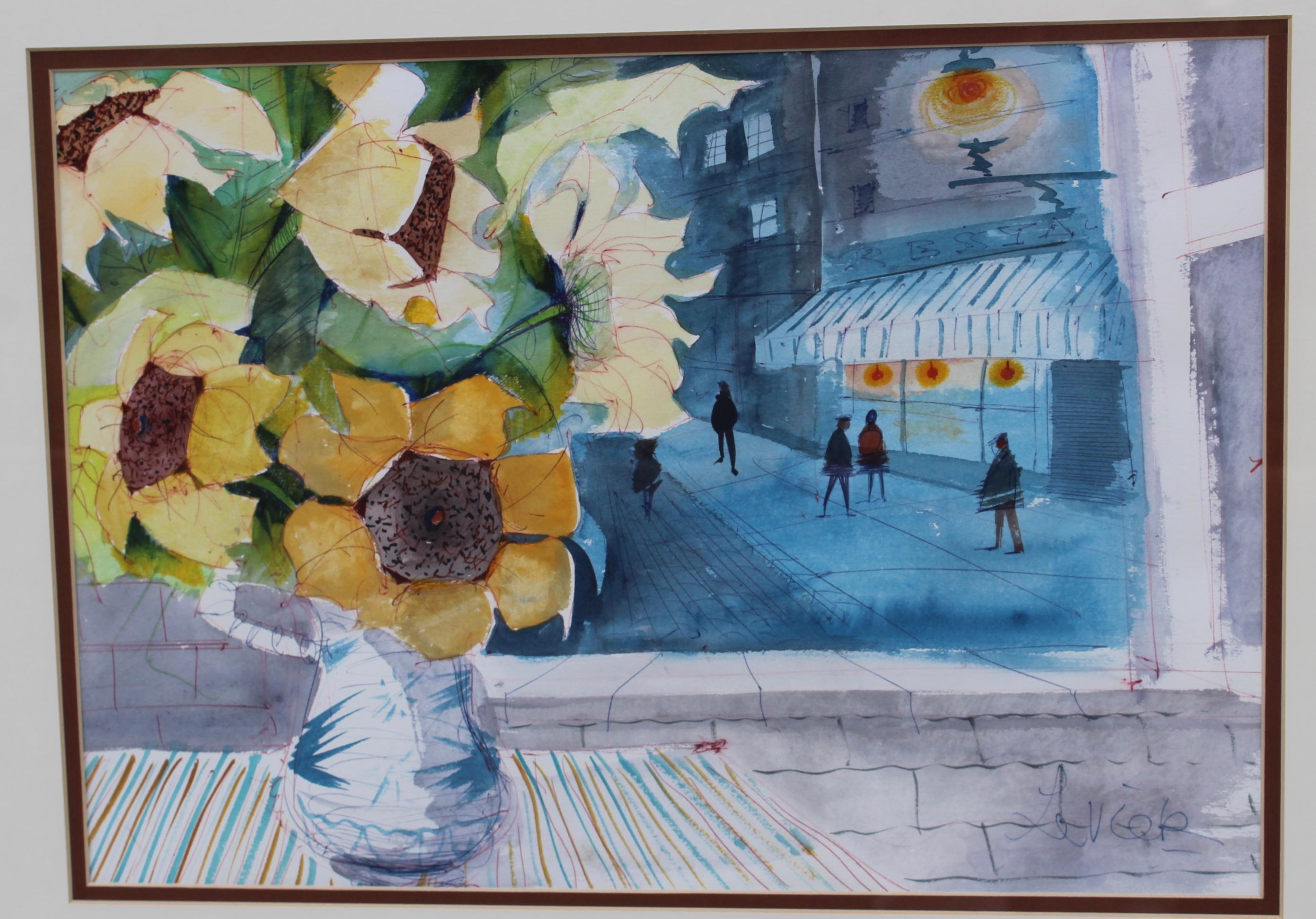 Mid-Century moderno Charles Levier Pittura ad acquerello in vendita