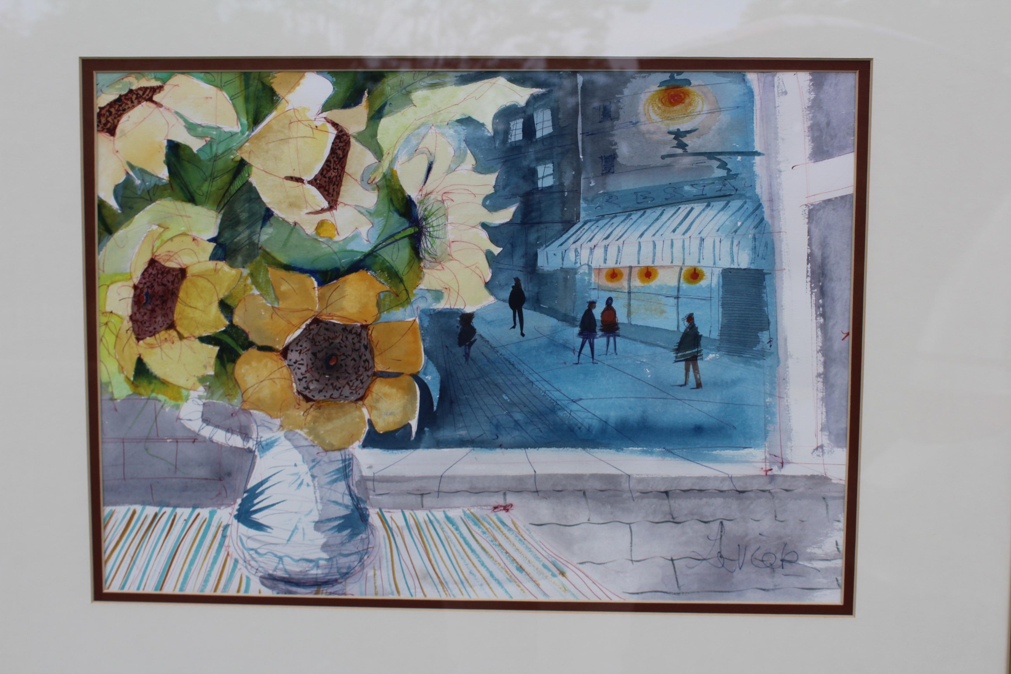 French Charles Levier Watercolor Painting For Sale