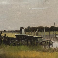 Boat Hull in the Marshes by Pennsylvania Artist Charles Lewis Fussell