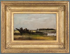 Boat Hull in the Marshes by Pennsylvania Artist Charles Lewis Fussell