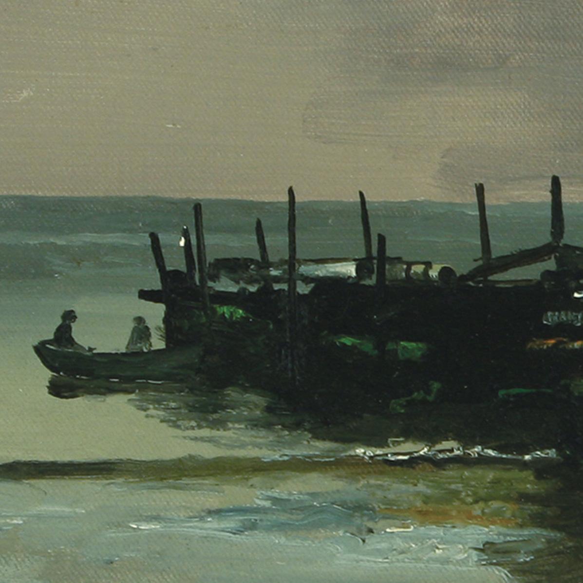 Kleines Ölgemälde aus dem neunzehnten Jahrhundert von Fort Hamilton, Brooklyn – Painting von Charles Lewis Fussell