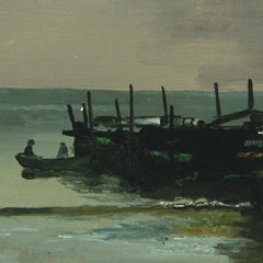 Small nineteenth century oil painting of Fort Hamilton, Brooklyn