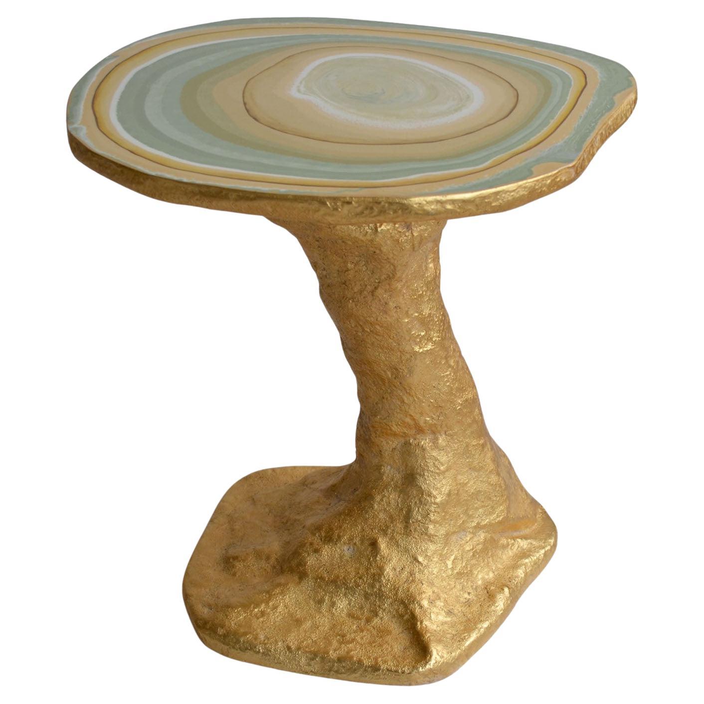 Table d'appoint Charles vert clair et or par Cupioli