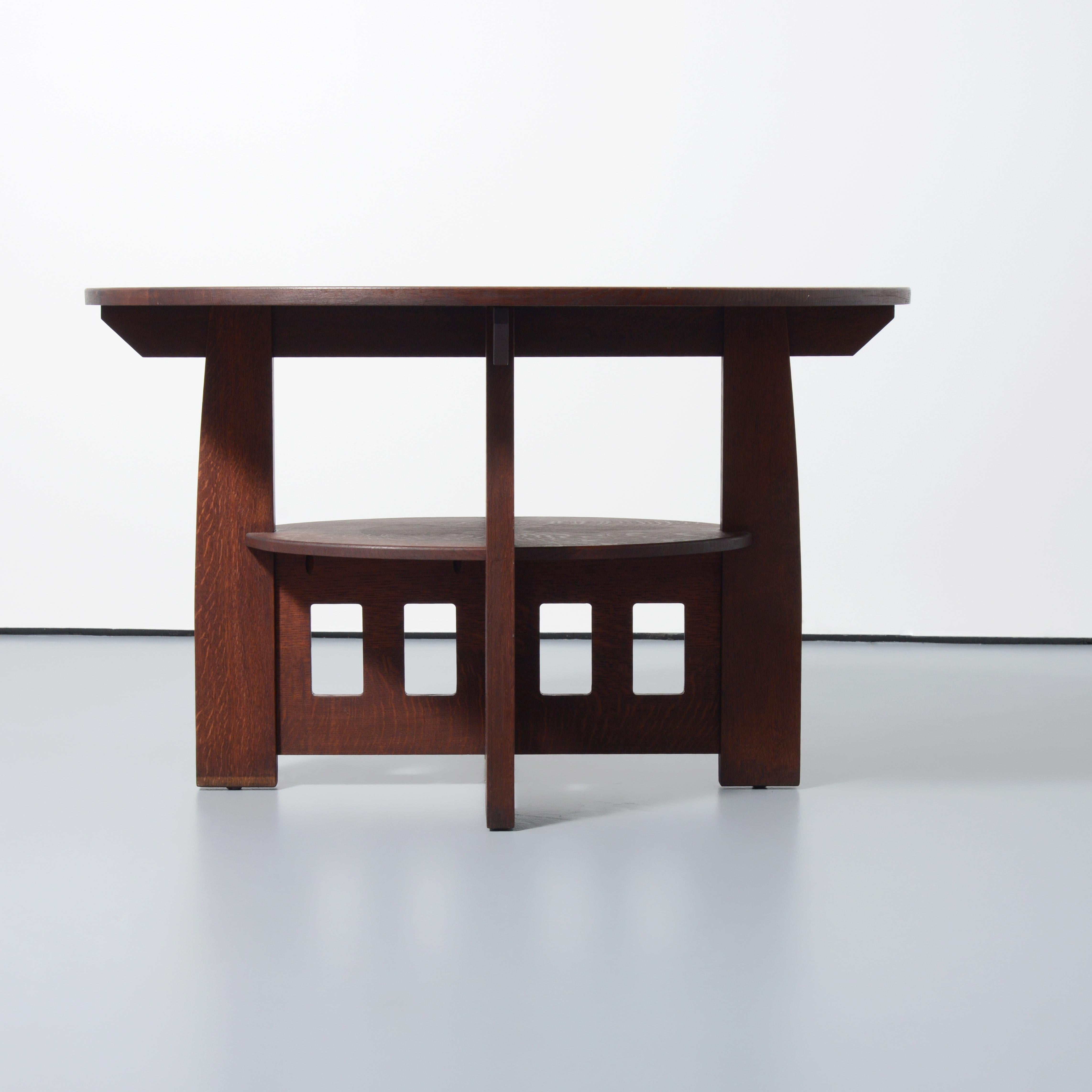 Arts and Crafts Charles Limbert Cut-Out, Double-Oval Center Table For Sale