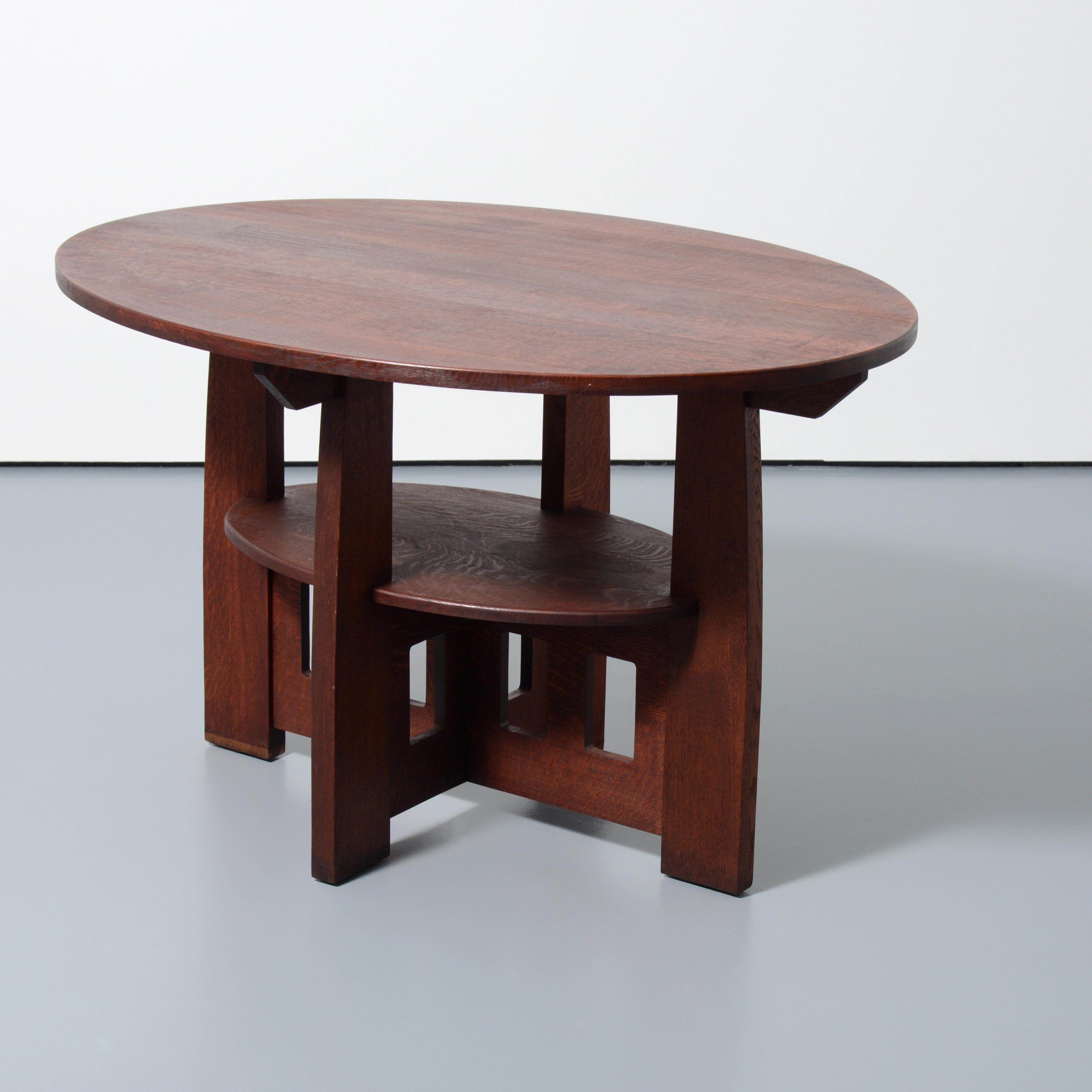American Charles Limbert Cut-Out, Double-Oval Center Table For Sale