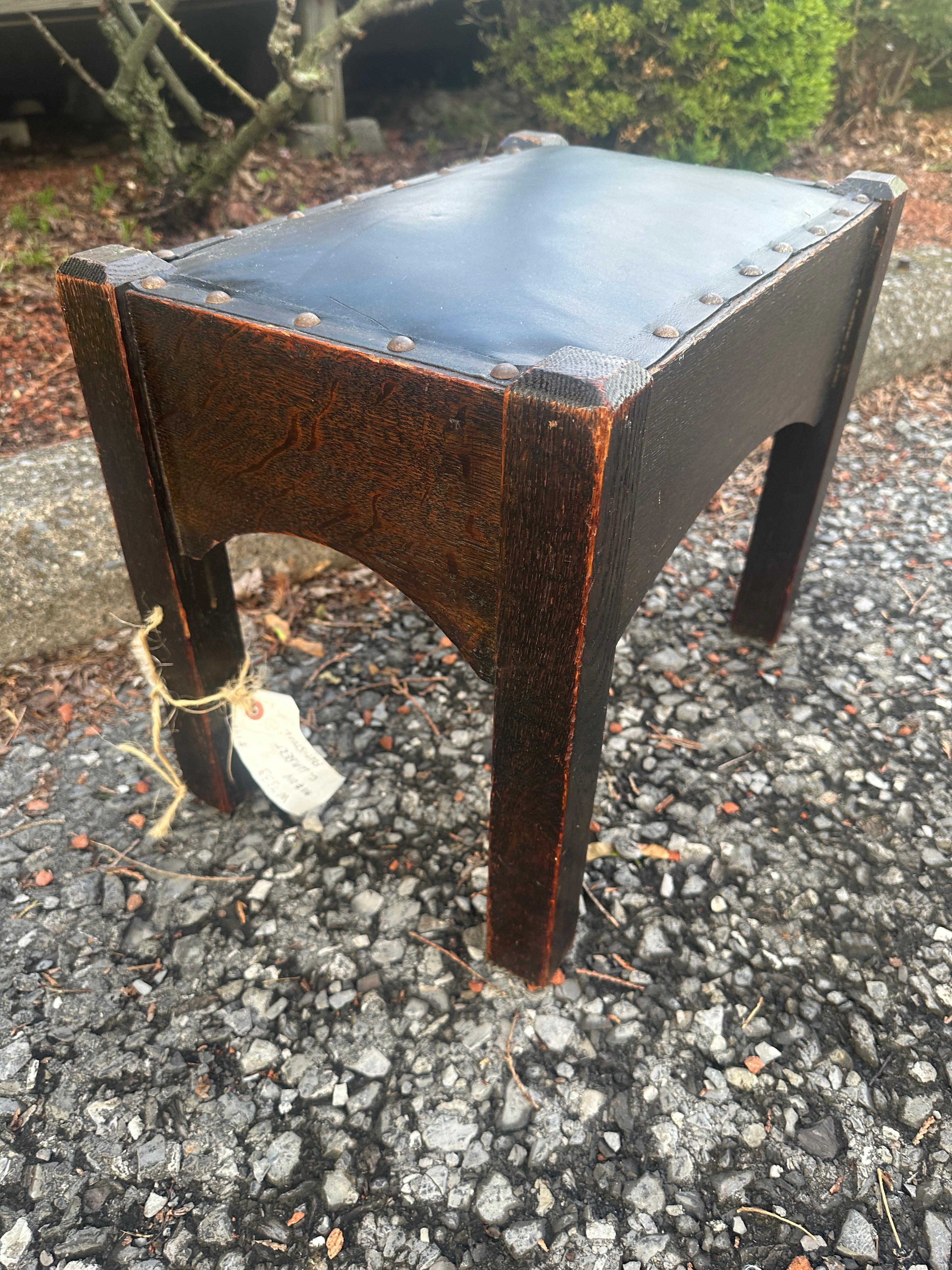 Leather Charles Limbert Footstool c. 1910 -  stickley era   W7339,  SALE  TOTAL OFF  30% For Sale
