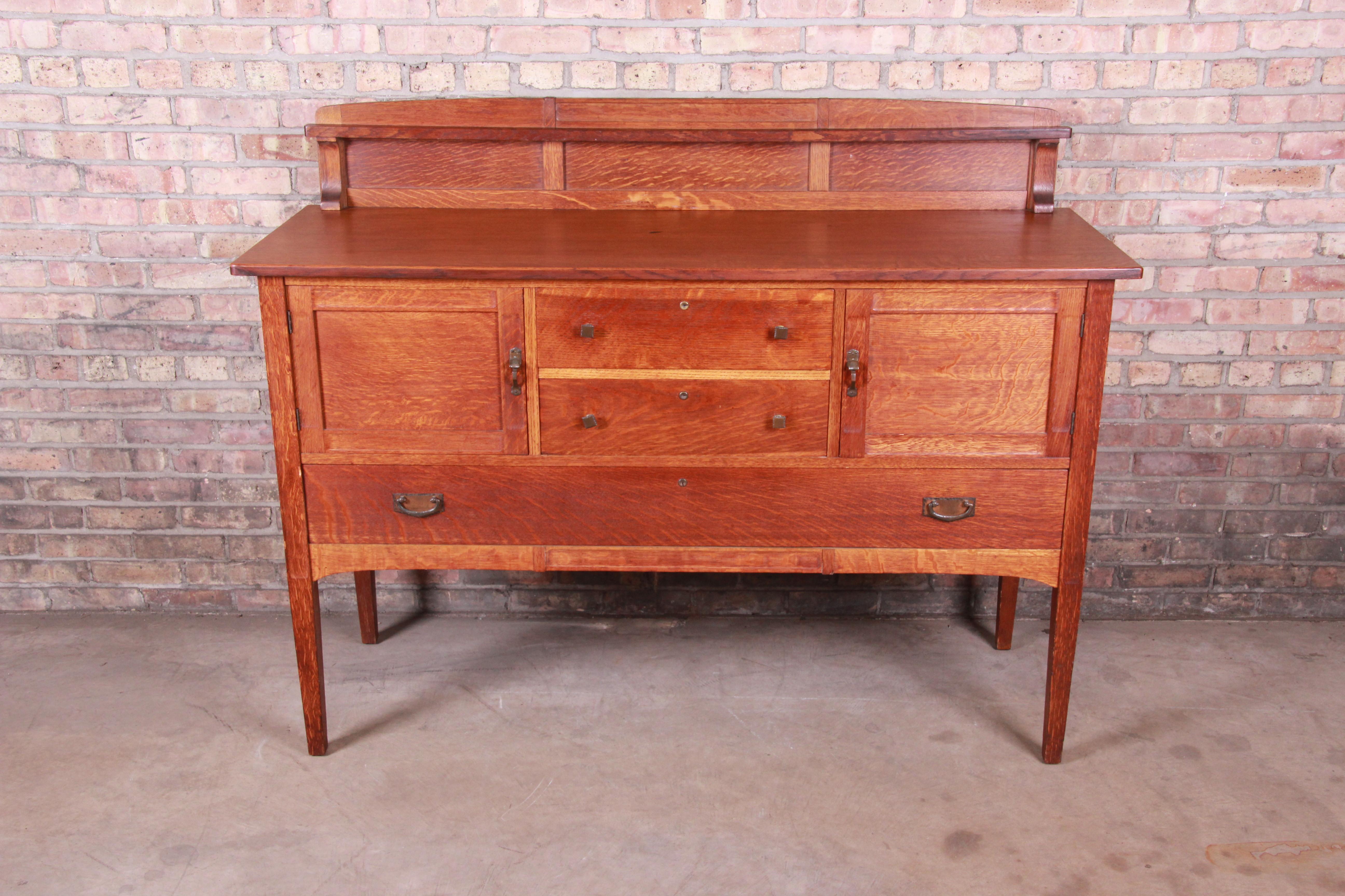 Charles Limbert Mission Eiche Arts & Crafts Sideboard Credenza:: um 1900 (Arts and Crafts)