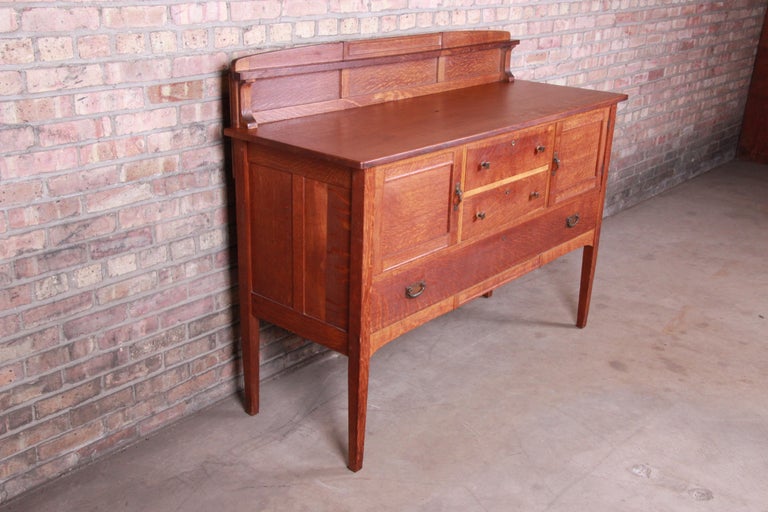 Charles Limbert Mission Oak Arts and Crafts Sideboard Credenza, circa