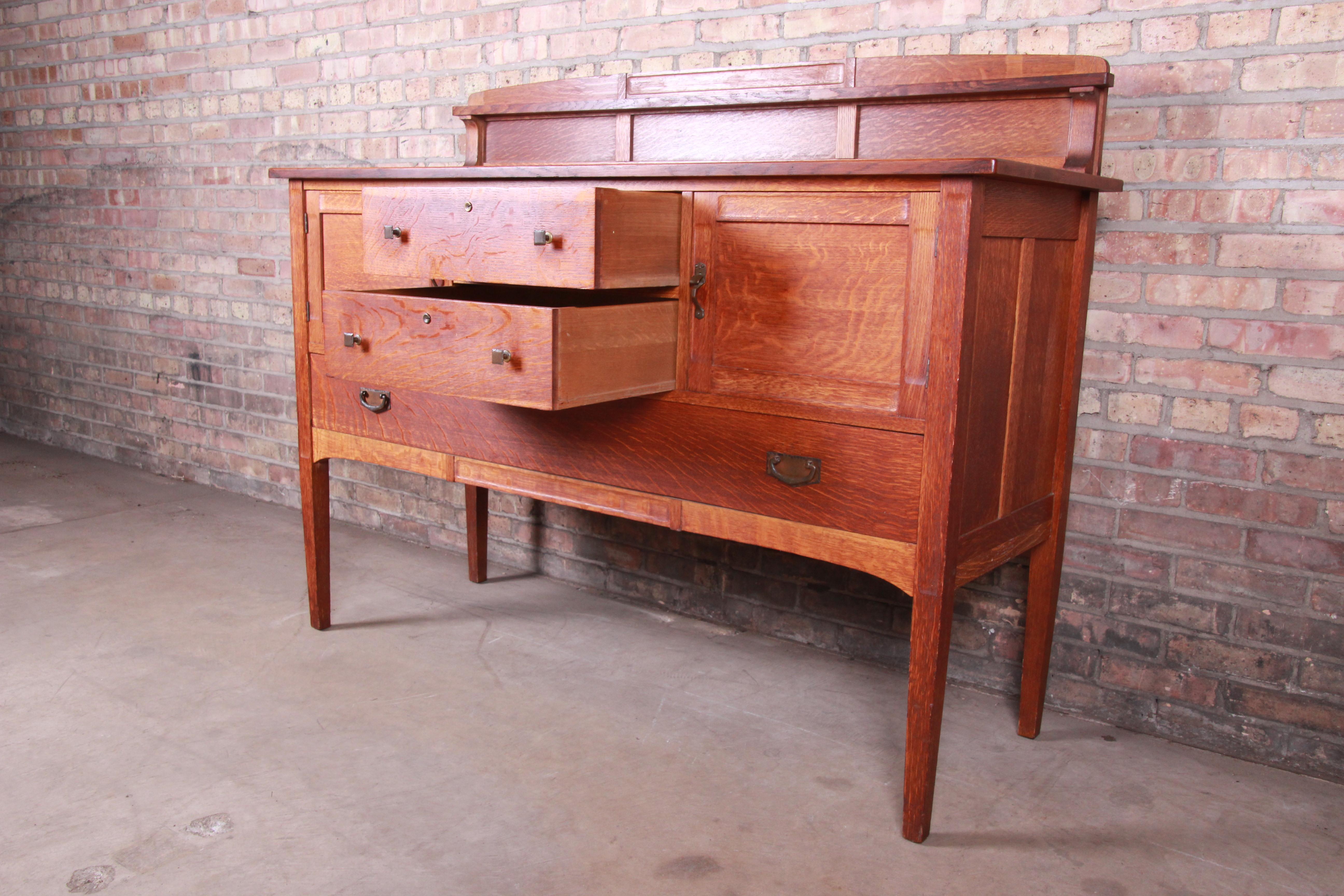 20th Century Charles Limbert Mission Oak Arts & Crafts Sideboard Credenza, circa 1900