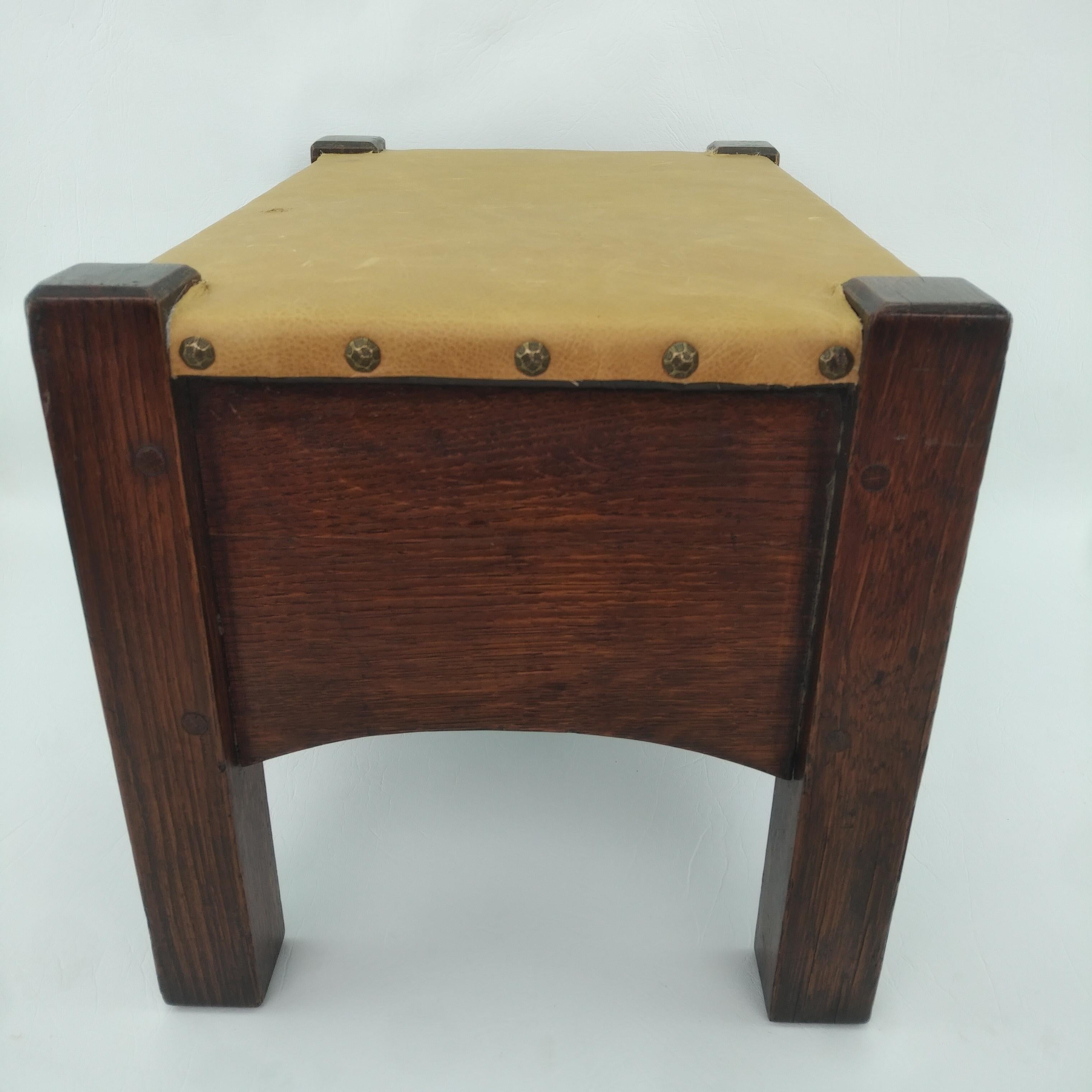 Arts and Crafts Charles Limbert One Drawer Footstool c1910 For Sale