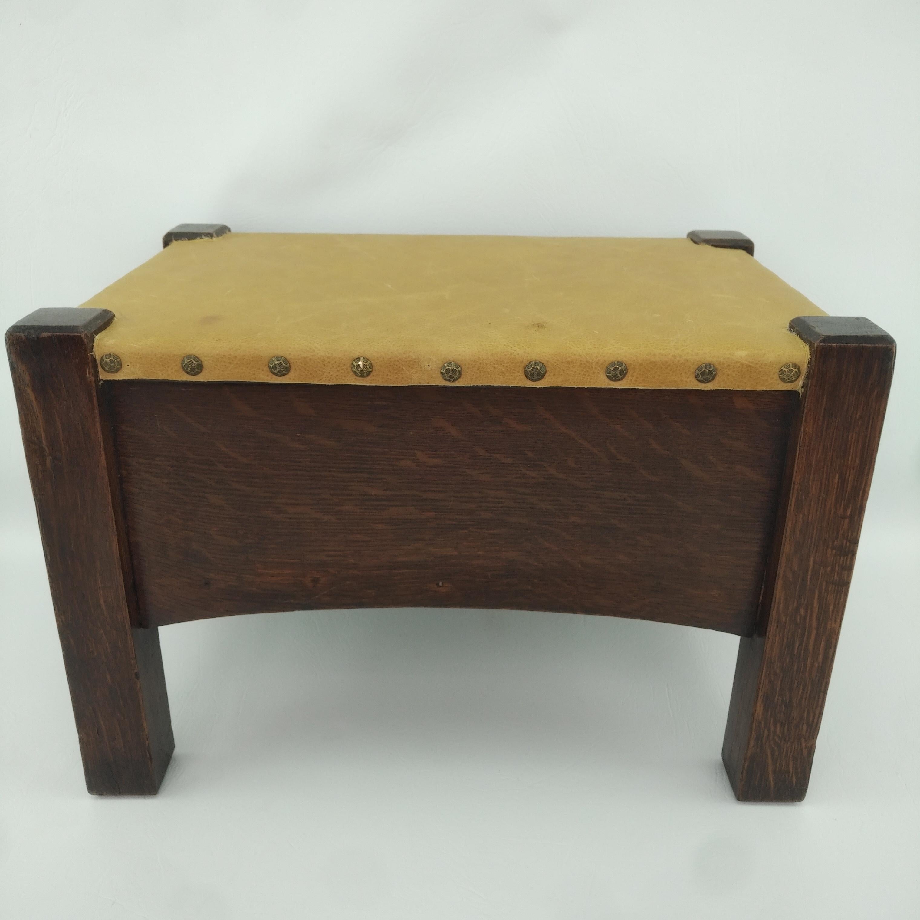 Arts and Crafts Charles Limbert One Drawer Footstool c1910 For Sale