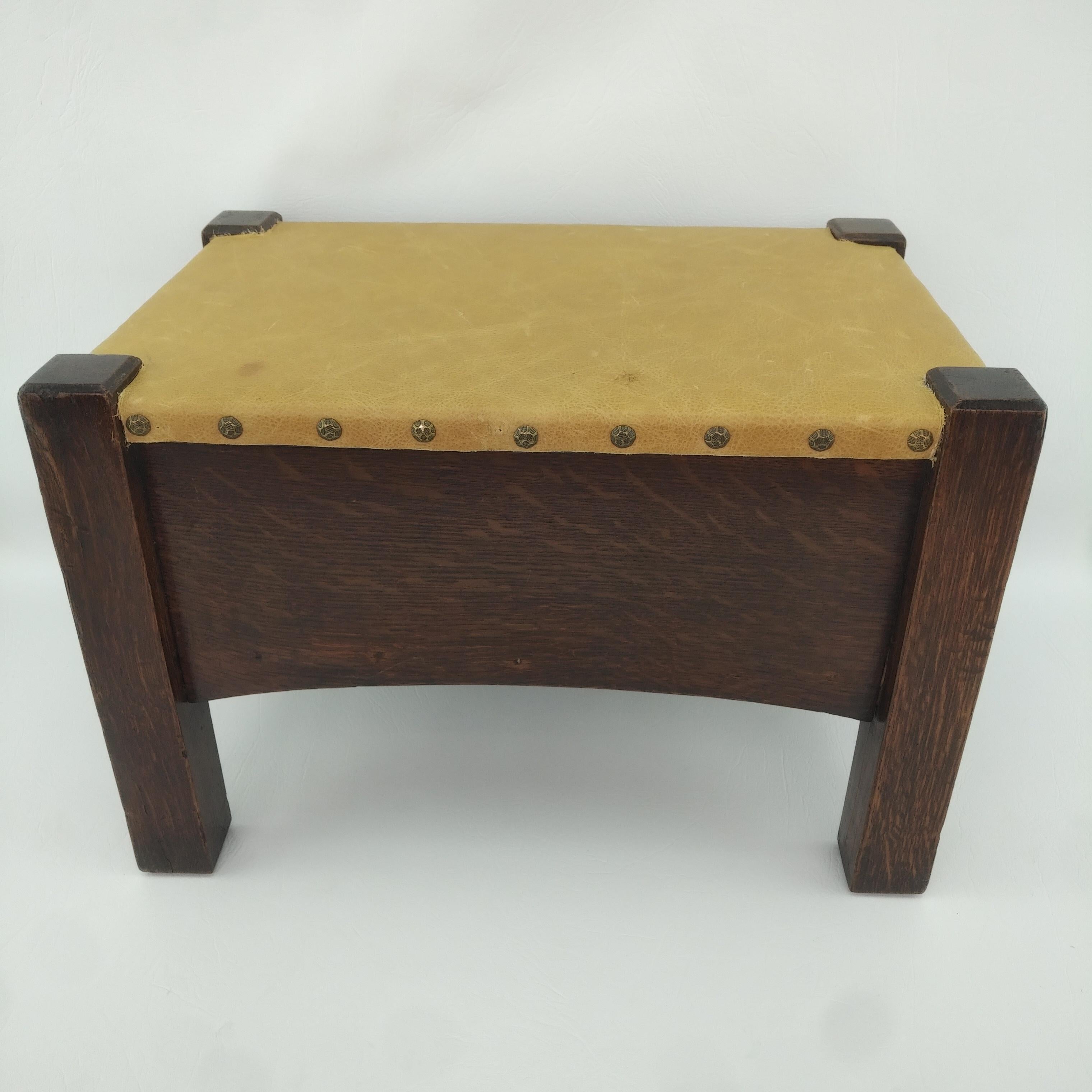 American Charles Limbert One Drawer Footstool c1910 For Sale