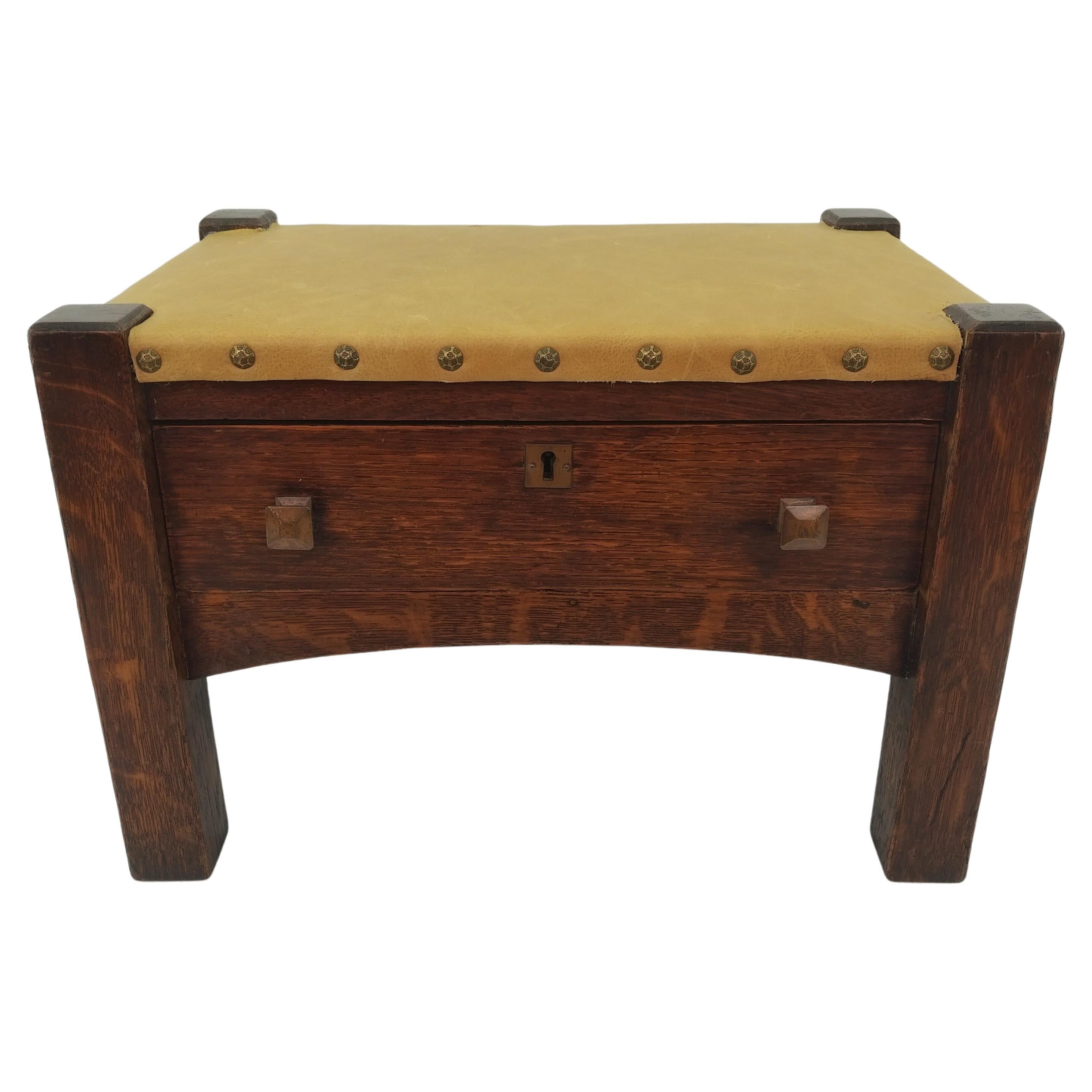 Charles Limbert One Drawer Footstool c1910 For Sale