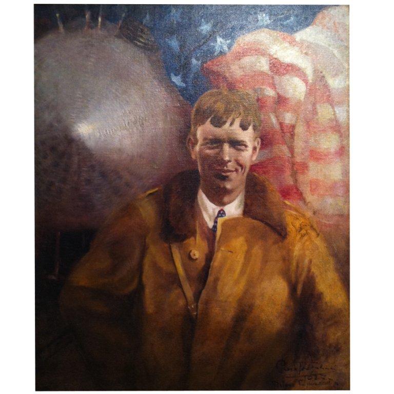 Charles Lindbergh Painting 'Spirit of St Louis"