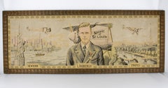 Charles Lindbergh "Spirit of St. Louis" Mechanical Tapestry, Original Wood Frame