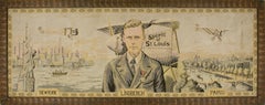 Charles Lindbergh "Spirit of St. Louis" Mechanical Tapestry, Original Wood Frame