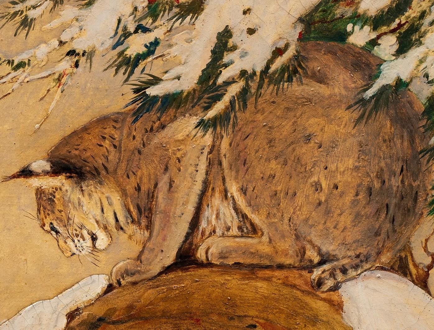 Peinture d'un lynx dans un arbre Charles Livingston Bull (américain, 1874-1932) en vente 3