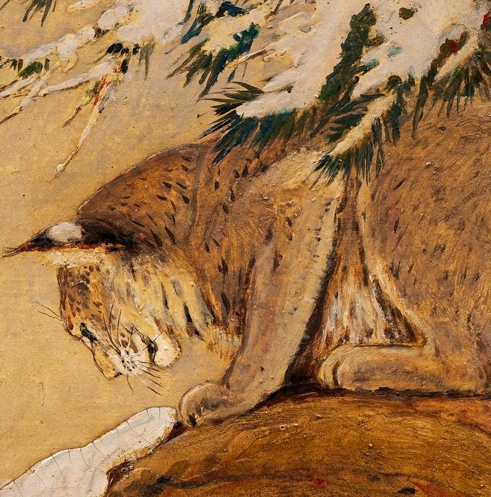 Peinture d'un lynx dans un arbre Charles Livingston Bull (américain, 1874-1932) en vente 4