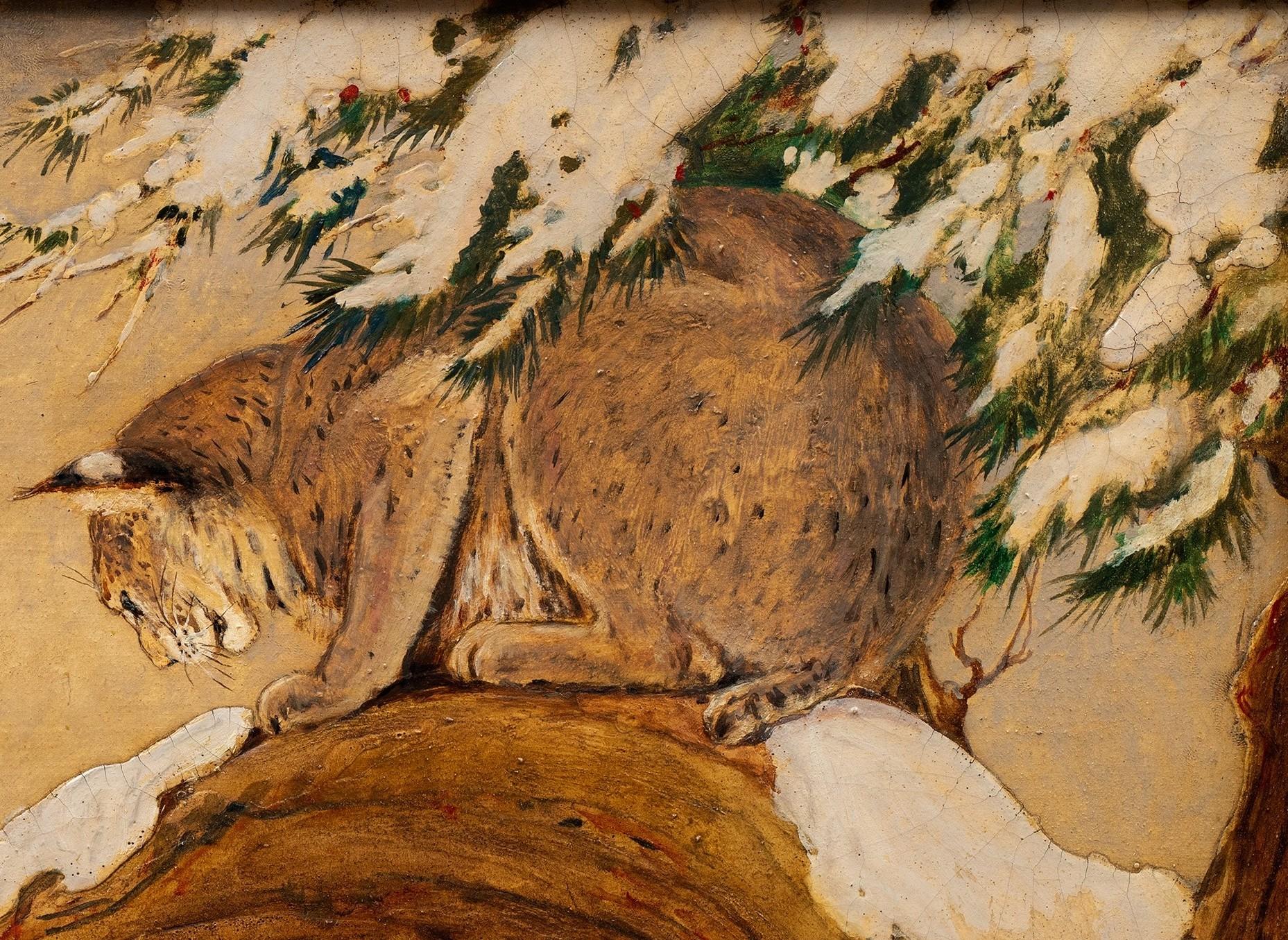Peinture d'un lynx dans un arbre Charles Livingston Bull (américain, 1874-1932) en vente 6