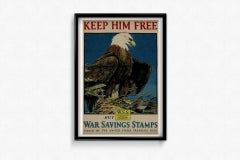 Cartel original de 1917 de Charles Livingston Mantenlo libre mediante sellos de ahorro para la guerra