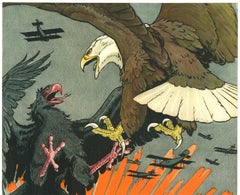 Cartel vintage original de 1918 "Únete al Servicio Aéreo del Ejército, ¡sé un águila americana!