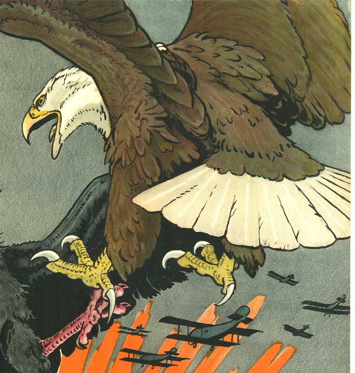 Original U. S military World War 1 poster:  Join the ARMY AIR SERVICE Be an American Eagle!   Consult your local draft board.   Read the illustrated booklet at any recruiting office, or write to the Chief Signal Officer of the Army, Washington D.